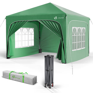 Tonnelle de jardin Arquee 3x3m Pliable avec porte et fenetre amovible vert - VOUNOT FR