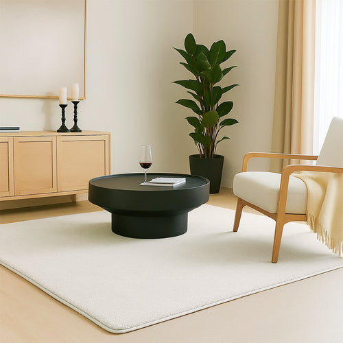 Tapis de salon poils ras doux antiderapant 240x340cm uni crème - VOUNOT FR