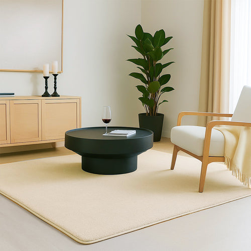 Tapis de salon poils ras doux antiderapant 240x340cm uni beige - VOUNOT FR