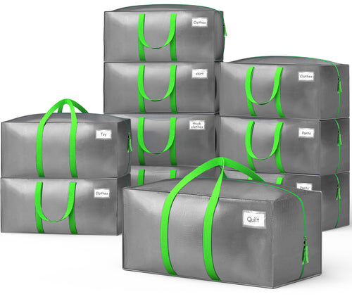 Lot 10 sacs de demenagement grand format avec sangles et poignee gris - VOUNOT FR