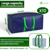 Lot de 10 sacs de demenagement grand format avec sangles et poignee bleu - VOUNOT FR