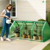 Mini Serre de jardin avec 3 portes enroulables bache PE renforcee 135g/m2 270x90x90cm Vert - VOUNOT FR