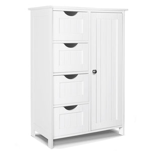 Meuble de salle de bain rangement 4 tiroirs 1 porte 82x55x30cm blanc - VOUNOT FR