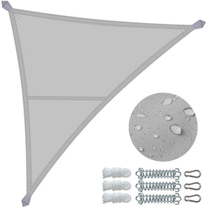 Voile d'ombrage Triangle en Polyester Imperméable avec Kit de Montage 3x3x3m Gris Clair - VOUNOT FR