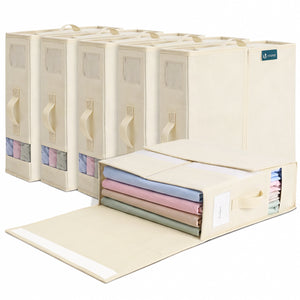 Lot de 6 Sacs de Rangement Drap de Lit Pliable 38,5x33x12cm Beige - VOUNOT FR