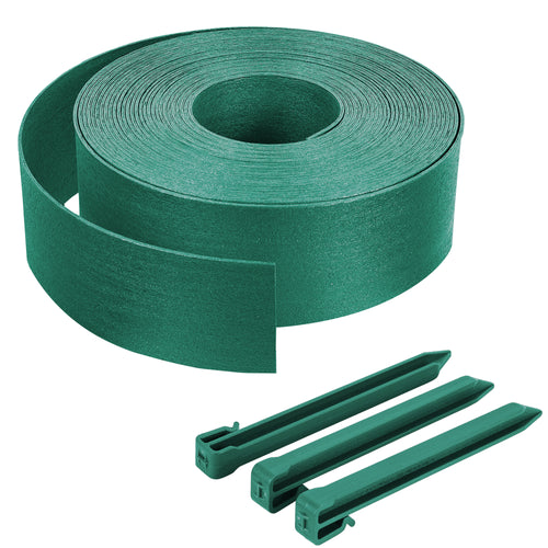 Bordure de jardin PE flexible 20M x 8 CM avec piquets vert - VOUNOT FR