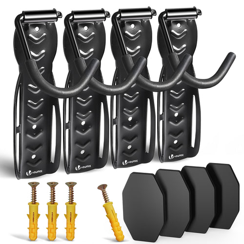 Lot de 4 supports de velo mural avec coussinets de protection noir - VOUNOT FR