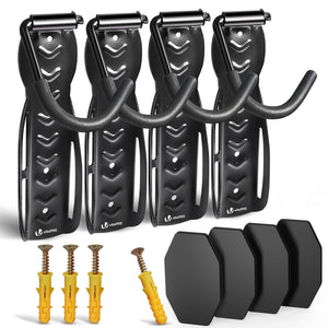 Lot de 4 supports de velo mural avec coussinets de protection noir - VOUNOT FR