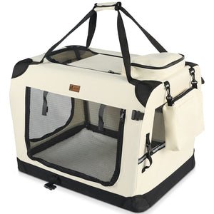 Sac transport pliable chien chat caisse cage portable 82x60x60cm beige - VOUNOT FR