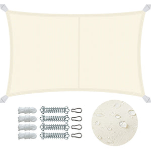 Voile d'ombrage Rectangulaire en Polyester Imperméable avec Kit de Montage 3x5m Beige - VOUNOT FR
