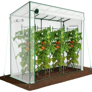 Serre de jardin Serre tomates avec porte et fenetres moustiquaire bache PE renforcee 135g/m2 200x77x170cm Blanc - VOUNOT FR