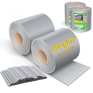Brise vue occultant PVC 450g/m2 19cm x 140m Gris clair - VOUNOT FR