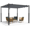 Pergola retractable 3x3m en metal et toile Polyester haute densite 180g/m2 gris - VOUNOT FR