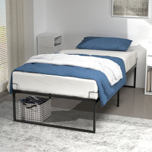 Cadre de lit metal avec fixation sommier et hauteur 36cm 90x190cm noir - VOUNOT FR