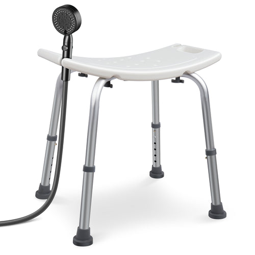 Siege de douche ergonomique a hauteur reglable en Aluminum HDPE blanc - VOUNOT FR