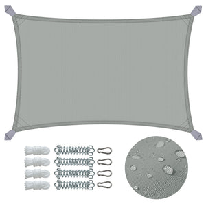 Voile d'ombrage Rectangulaire en Polyester Imperméable avec Kit de Montage 3x2m Gris - VOUNOT FR