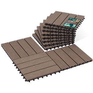 Lot de 16 dalles clipsables exterieures 30x30cm en Composite WPC Marron - VOUNOT FR