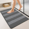 Lot de 2 Tapis de Bain Antidérapant chenille microfibre 60x90cm gris - VOUNOT FR
