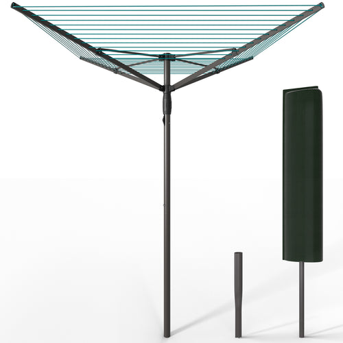 Etendoir a Linge Exterieur Rotatif avec housse de protection et Surface etendage 50m Gris - VOUNOT FR