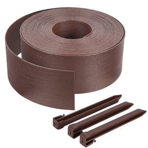 Bordure de jardin PE haute flexible 10M avec piquets marron
