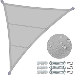 Voile d'ombrage Triangle en Polyester Imperméable avec Kit de Montage 5x5x5m Gris Clair - VOUNOT FR