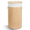 Panier a linge en bambou rond avec couvercle 58L - VOUNOT FR