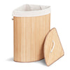 Panier a linge en bambou d’angle avec couvercle 58L - VOUNOT FR