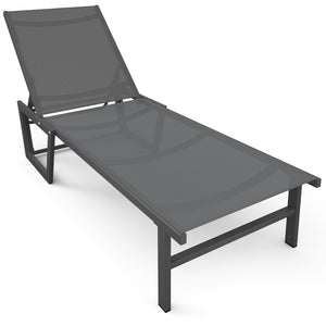 Bain de soleil transat aluminium en textilene 190x62x31cm gris - VOUNOT FR