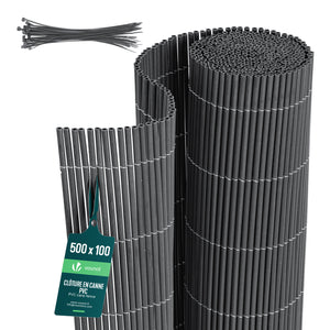 Clôture en canisse PVC 100x500cm Anthracite - VOUNOT FR