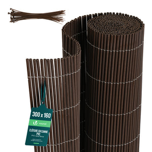 Clôture en canisse PVC 160x300cm imitation osier marron - VOUNOT FR