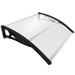 Auvent de porte marquise 100x80 cm transparent en Polycarbonate anti UV Noir - VOUNOT FR