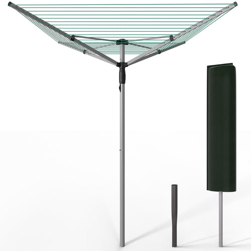 Etendoir a Linge Exterieur Rotatif avec housse de protection et Surface etendage 50m Argent Vert - VOUNOT FR