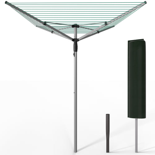 Etendoir a Linge Exterieur Rotatif avec housse de protection et Surface etendage 45m Argent Vert - VOUNOT FR