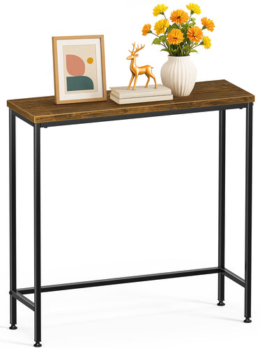 Console table style industriel en metal et MDF 75x24x75 cm Marron