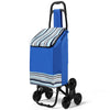 Chariot de courses pliable monte escalier bleu - VOUNOT FR