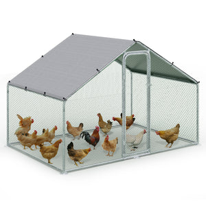 Enclos poulailler en metal galvanise et grillage avec bache PE 300x200x200cm - VOUNOT FR