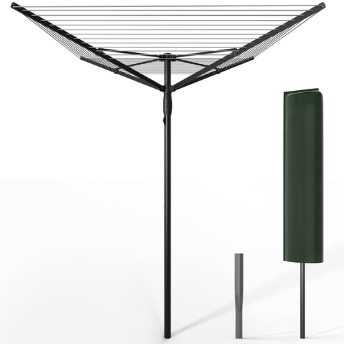 Etendoir a Linge Exterieur Rotatif avec housse de protection et Surface etendage 50m Noir - VOUNOT FR