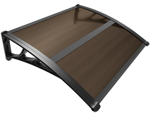 Auvent de porte marquise 100x80 cm transparent en Polycarbonate anti UV Marron - VOUNOT FR