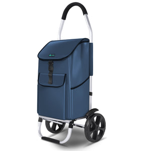 Chariot de course pliable aluminium 2 roues bleu marine - VOUNOT FR