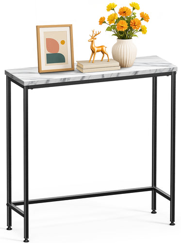 Console table style industriel en metal et MDF 75x24x75 cm Blanc