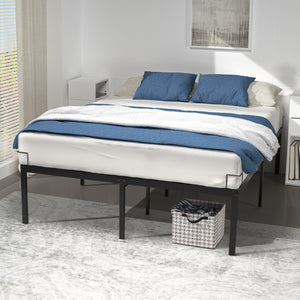 Cadre de lit metal avec fixation sommier et hauteur 36cm 140x190cm noir - VOUNOT FR