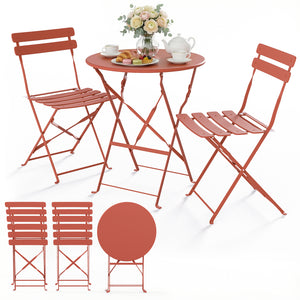 Set de Bistro en metal 1 table 2 chaises Rouge brique - VOUNOT FR