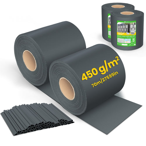 Brise vue occultant PVC 450g/m2 19cm x 140m Anthracite - VOUNOT FR