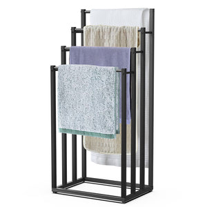 Porte serviettes sur pied autoportant 4 niveaux noir - VOUNOT FR