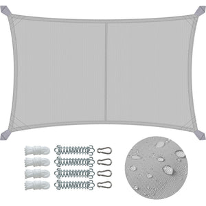 Voile d'ombrage Rectangulaire en Polyester Imperméable avec Kit de Montage 3x5m Gris Clair - VOUNOT FR