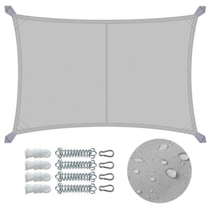 Voile d'ombrage Rectangulaire en Polyester Imperméable avec Kit de Montage 3x4m Gris Clair - VOUNOT FR