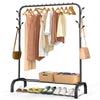 Portant a Vetements avec etagere Chaussures 8 Crochets Lateraux 110x41x150cm metal Noir - VOUNOT FR