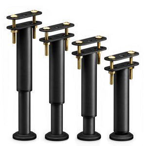 Lot de 4 Pieds de meubles lits Hauteur reglables 18-32 cm en metal noir - VOUNOT FR