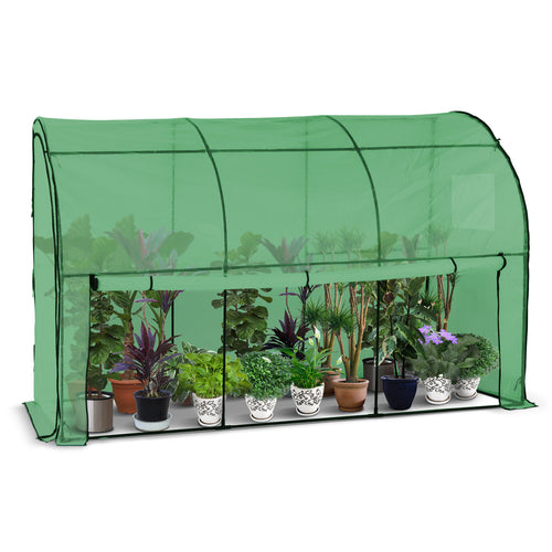 Serre de jardin hivernage murale adossee avec bache PE 300x100x180cm vert - VOUNOT FR