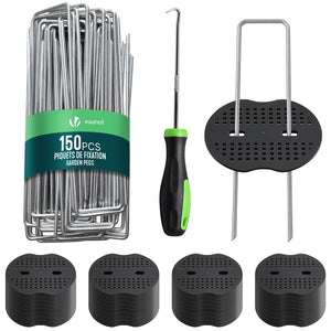 Lot de 150 piquets de fixation U 150x30mm avec 75 Rondelles de fixation plastique - VOUNOT FR